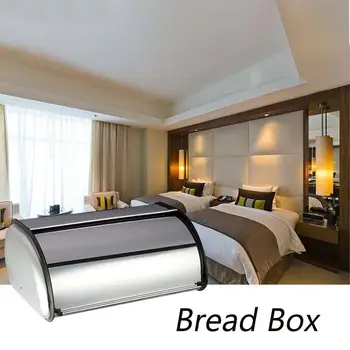 

Newest Stainless Steel Roll Top Bread Box Storage Bin Keeper Food Storage Container Pastry Bread Holder Kitchen Counter Storage
