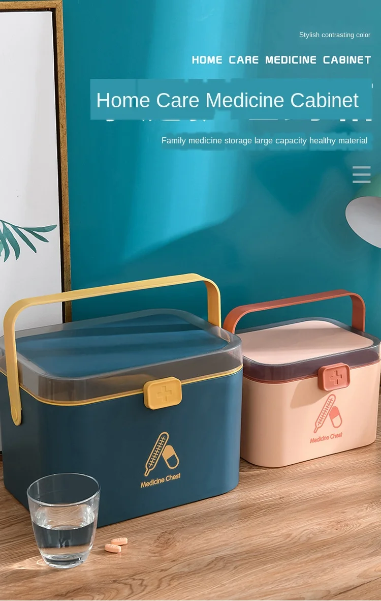 Home Care Medicine Box Portable Large First Aid Medicine Box Travel Plastic Medicine Box Multi-layer Medicine Storage Box