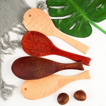 1 шт., милая рисовая ложка в форме рыбы, лопатка для риса, деревянная рисовая ложка, десерт, картофель, Сервировочная кухонная ложка, посуда