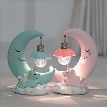 Resin Cartoon Night Lamp Children Room Decoration LED Light Moon Luminaria Romantic Bedroom Decor