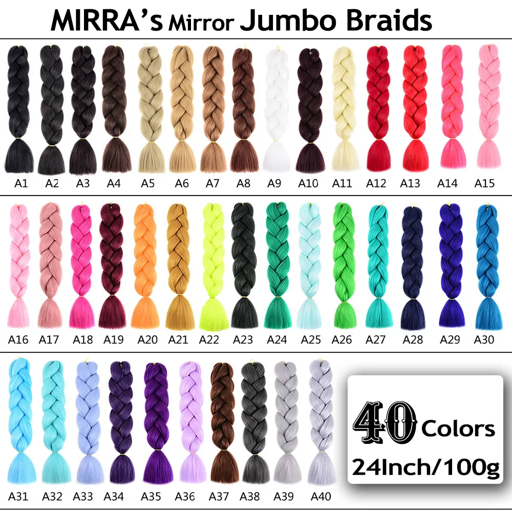 Mirra’s Mirror Ombre Braiding Hair 24Inch Afro Jumbo Braid Synthetic Hair Extensions For Box Twist Braids Purple Pink Fake Hair