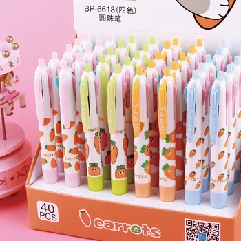 

40 pcs/lot Kawaii Carrot 4 Colors Ballpoint Pen Cute press ball pens School Office writing Supplies Stationery Gift