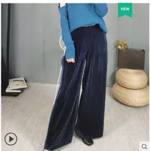 Модные бархатные брюки с высокой талией, со складками и панелями