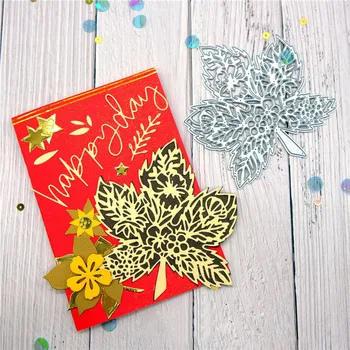 

YaMinSanNiO Hello Autumn Cutting Dies Maple Leaf Frame Metal Dies For Scrapbooking Cards Making Embossing Stencil Diecuts Crafts