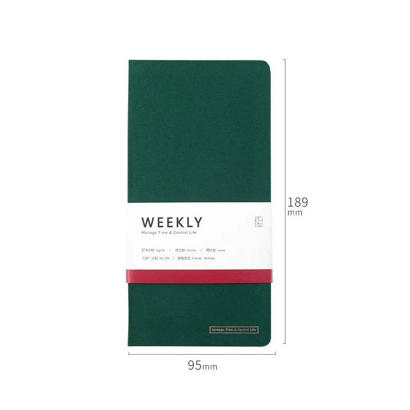 Зеленый Холщовый еженедельник A6 Agenda(ян-dec) планировщик сплошной цвет холст Обложка(жесткий) 88 листов модный планировщик - Цвет: Зеленый