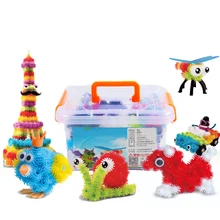 640 pièces bricolage modèle créatif, jouet éducatif pour enfants équipé d'une boîte de rangement, pour 4 + ans garçons filles enfants d'âge préscolaire