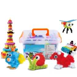 Modelo criativo diy de 640 peças, brinquedo educacional infantil equipado com caixa de armazenamento, para 4 + anos, meninos, meninas, crianças pré escolares