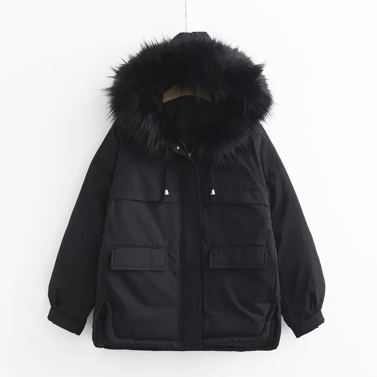 

Mori Girl Line Winter New Style Large Fur Collar down Feather Cotton-padded Clothes Women's Korean-style Students Loose-Fit Hood