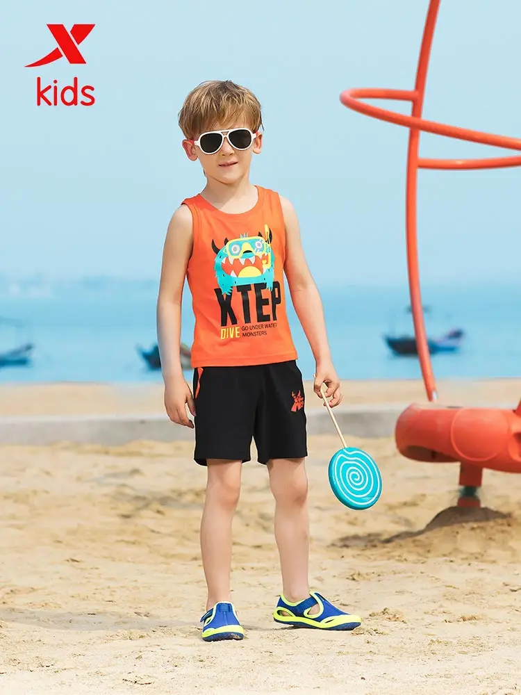 

Xtep Summer Boys Fashion O-neck Vest Shorts Suits Cartoon Kids Casual Letter Pattern Tops Sweatshorts Sets 681225349147