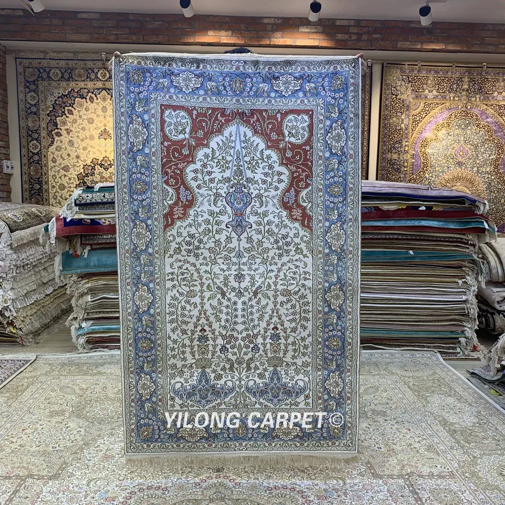 Yilong 3 'x 5' персидский шелковый Молитвенный ковер ручной работы мусульманский