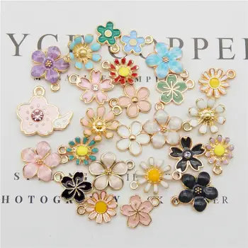 

20pcs Animal Fruits Flower Enamel Alloy Charms Dog Daisy Cherry Pendant Mixed Gold Tone for Bracelet Earring DIY Accessory