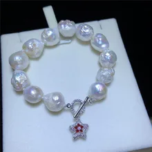 Кеши жемчуг браслет с блестящей звездой застежка натуральный пресноводный жемчужный браслет, украшение для женщин ручной работы подарки настраиваемая длина