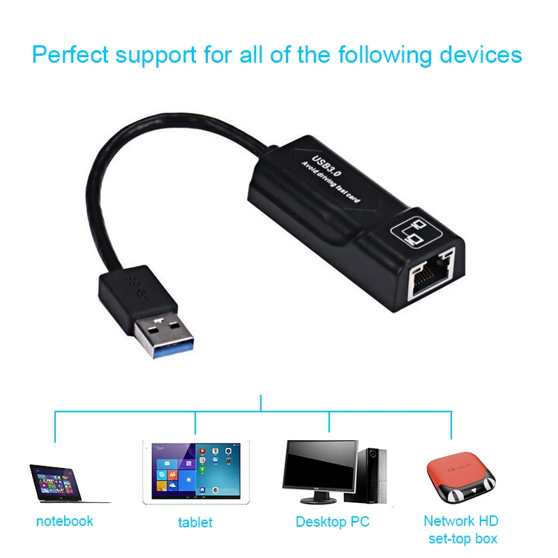 Basix USB3.0 Ethernet к RJ45 Внешняя сетевая карта USB 3,0 к Rj45 LAN адаптер с 10/100/1000 Мбит/с Gigabit Ethernet для ПК