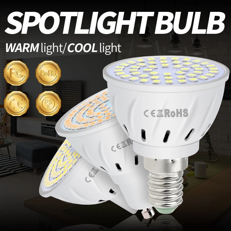 

Spotlight Bulb GU10 LED Lamp 220V E27 Corn LED Bulb E14 Spot Light MR16 Focos GU5.3 Ampoule B22 Light 48 60 80leds Lighting 2835