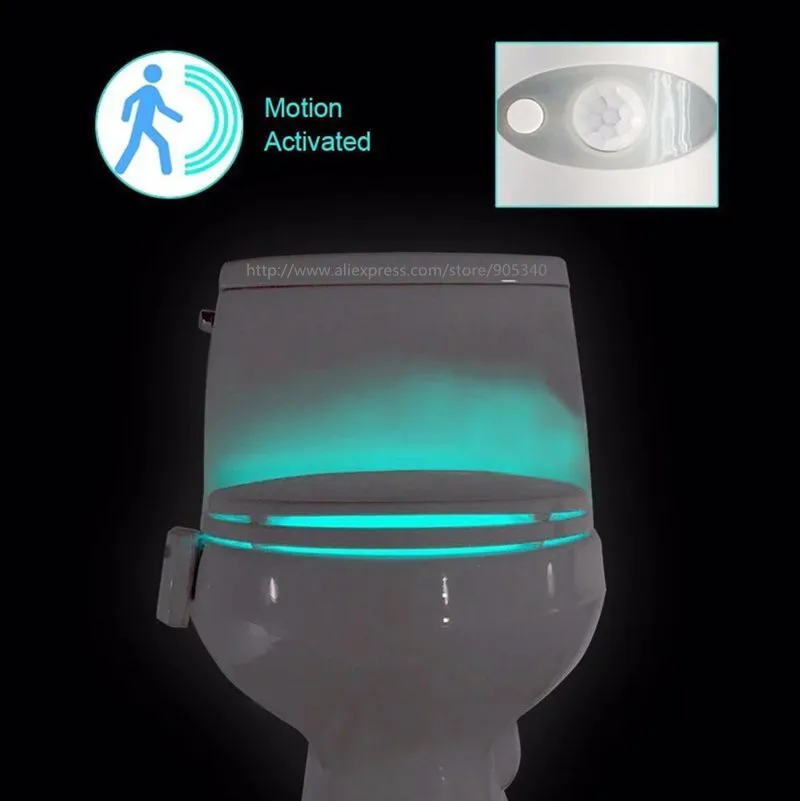 AUSIDA, умный PIR датчик движения, светодиодный ночник, 8 цветов, водонепроницаемая подсветка для унитаза, светодиодный светильник, мини-светильник