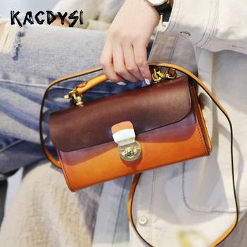 

Head Layer of Leather Literary Small Women Phone Handbag Quality Vintage Ladies Tote Messenger Satchel Purse Cross Shoulder Bag