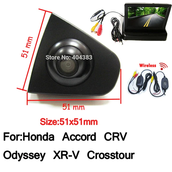 FUWAYDA Беспроводная SONY CCD HD Автомобильная камера заднего вида, вид спереди 4," монитор для Honda Odyssey, accord Civic CRV Spirior Crosstour - Название цвета: Белый