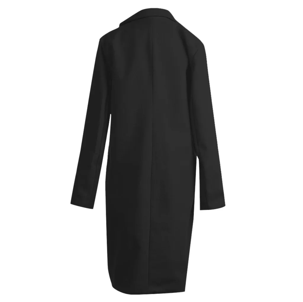 Элегантное двубортное пальто из смешанной шерсти, модная верхняя одежда с длинными рукавами и карманами, пальто, повседневное длинное пальто с отложным воротником