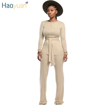

ZOOEFFBB Two Piece Women Outfits Rave Festival Clothing Long Sleeve Bandage Top+Pant Suit Fall Winter Casual 2 Pcs Matching Sets