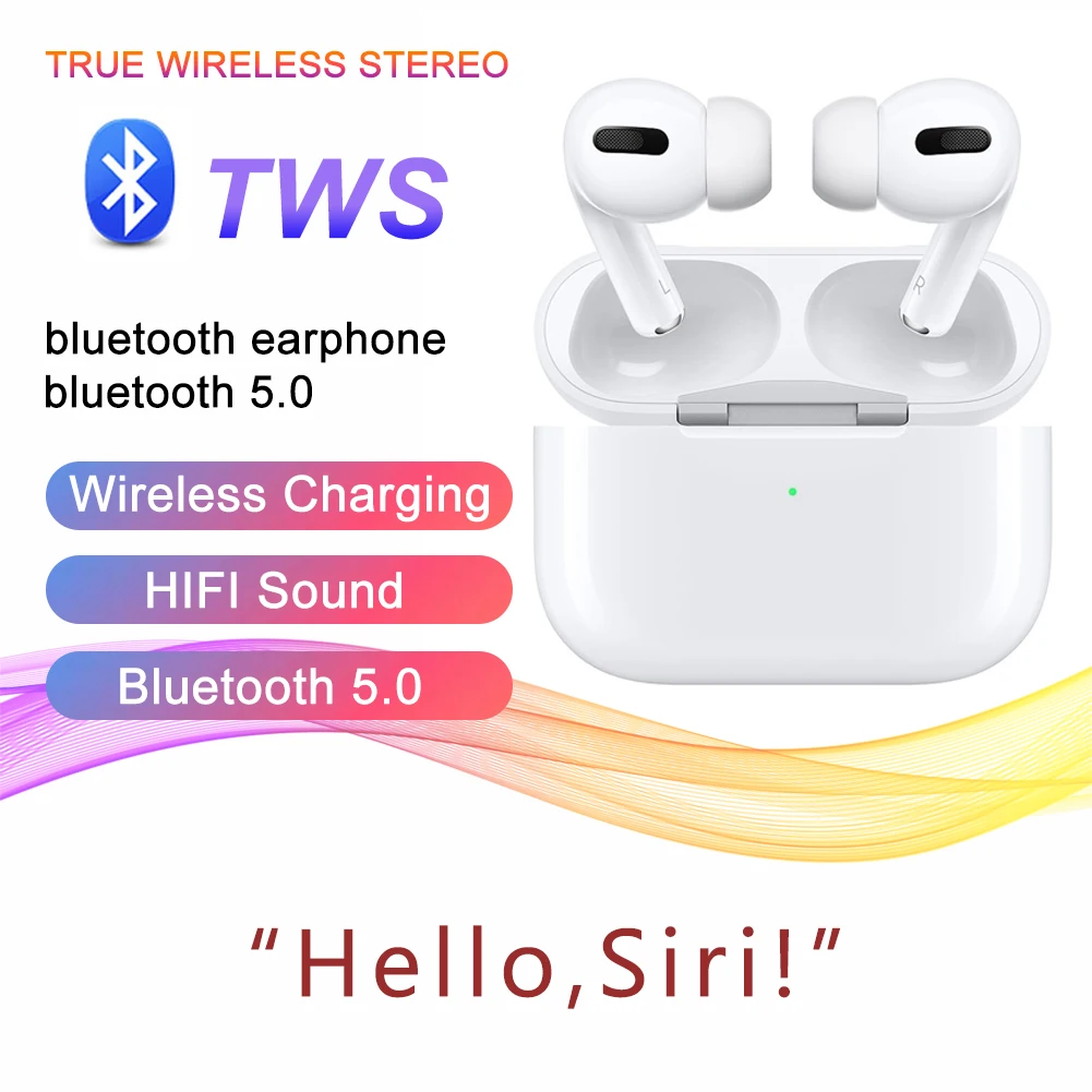 

High Quality 1:1 Airphone Bluetooth 5.0 Wireless Earphones Stereo Sound Effect Long Standby Earbuds with Charging Case