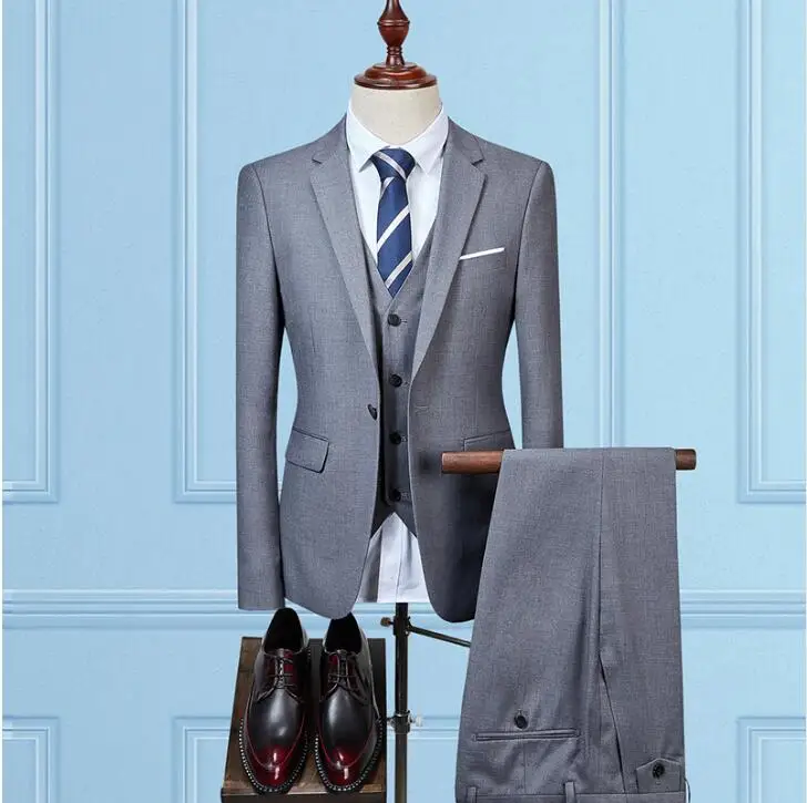 

(Jackets+Vest+Pants)2019 New ArrivalSlim Suit Groom Wedding Suits For Men Tuxedo Single Button Men's Blazer Jacket Full Size