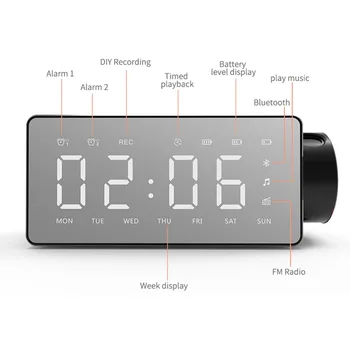

Desktop Decoration DIY Ringtone Bluetooth Speaker FM Radios LED Display Wireless Charging Alarm Clock Multifunction Projection