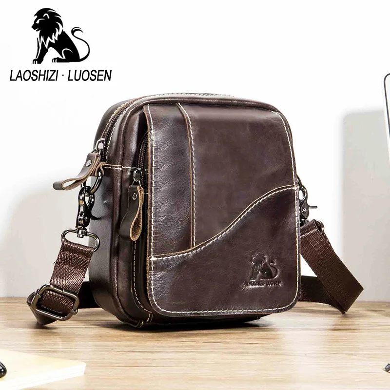 Мужская кожаная сумка на плечо с изображением старого льва модная дорожная