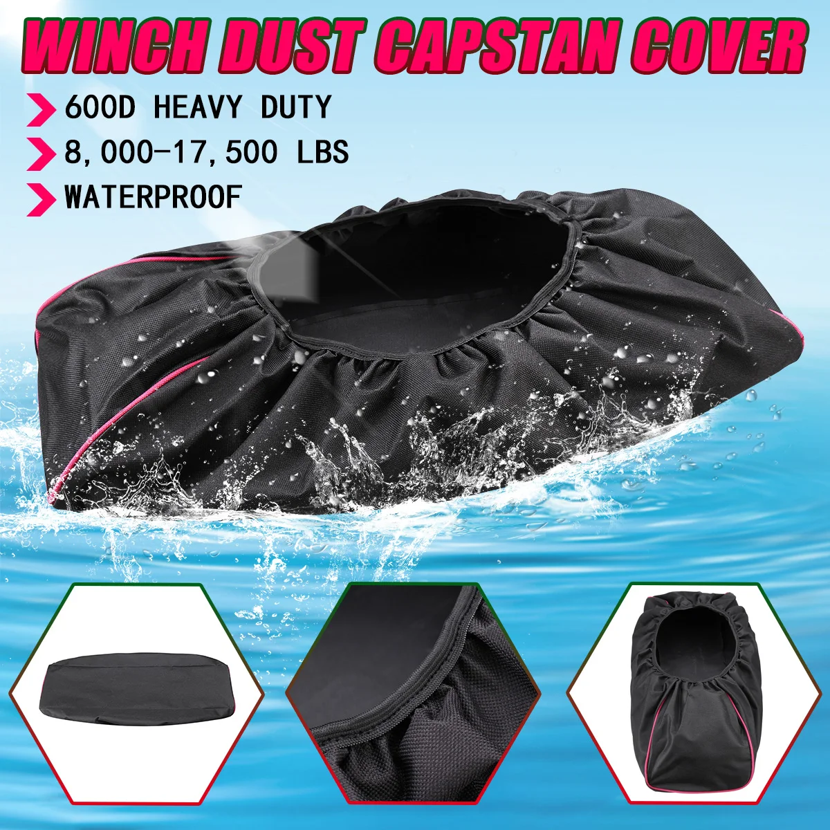 Waterproof Winch Dust Capstan Cover Driver Recovery 8000-17500Lbs Cover ND Waterproof Winch Dust Capstan Cover Driver Recovery 8000-17500Lbs Cover ND