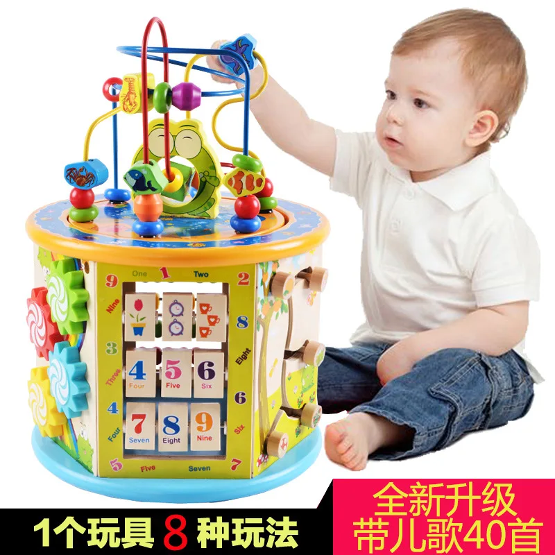 

Baby Bead-stringing Toy Beaded Bracelet Treasure Chest Infant Child Toy Building Blocks 1-2-3 a Year of Age 6-12 Month Education