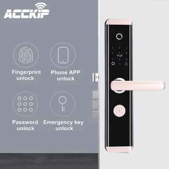 

ACCKIP Digital Biometric Fingerprint Door Lock Keyless Smart Door Lock Fingerprint Password RFID Card Key Unlocking 4 Ways