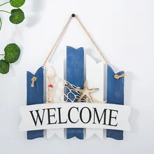 Old Mediterranean Style Welcome Card, Marine Decoration, Helmsman Sea Anchor Welcome Listing, Wooden WELCOME Card