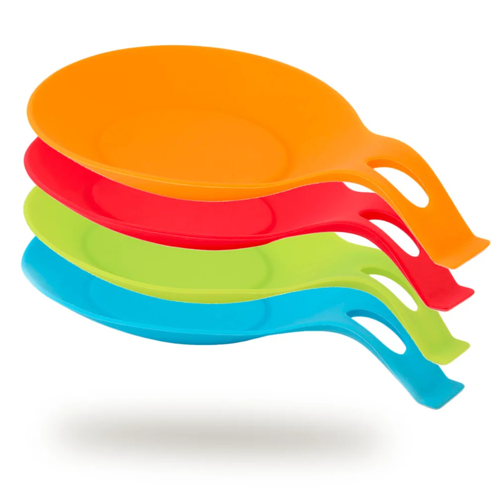 PREUP Горячий Поиск случайный цвет Силиконовая ложка отдых жаростойкая кухонная утварь держатель для кухонной лопатки инструмент для приготовления пищи