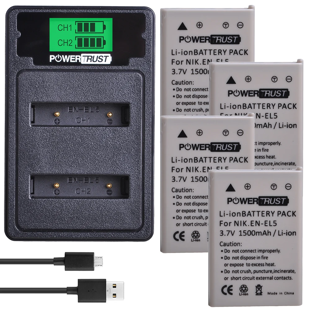 En-El5 Enel5 Batteria + Lcd Dual Usb Caricabatteria Per Nikon Coolpix P530 P520 P510 P100 P500 P5000 P5100 P6000 3700 4200 Batterie