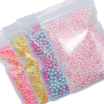 

12 Colors 50g/bag Mix Mix Color & Size Plastic Pearl beads - Nail Art Caviar Mirco beads 2.5/3/4/5mm Round Lot Seed Beads