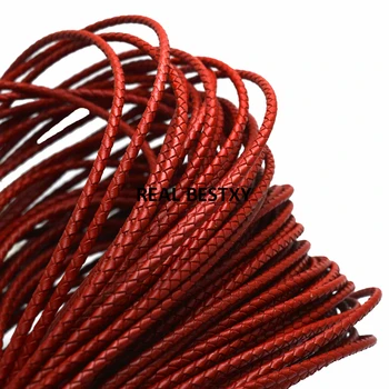 

5m/lot approx 3mm red braided Leather Bracelet Findings round Jewelry Cord String Rope DIY Necklace Bracelet Making super fiber