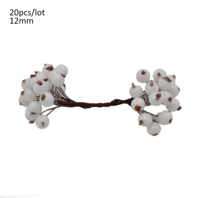 1 Set White Artificial Flower Fruit Stamens Cherry Christmas Plastic Pearl Berries for Birthday DIY Gift Box Decorated Wreaths - Color: A16