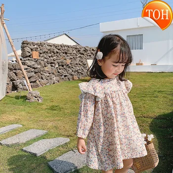 

Spring baby girls fashion floral dresses 2020 kids cotton loose long sleeve cute princess dress