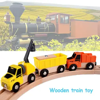 

Wooden Train Toy Magnetic Construction Vehicle Toy Wooden Play Set Compatible with Most Wooden Tracks for Kids Children