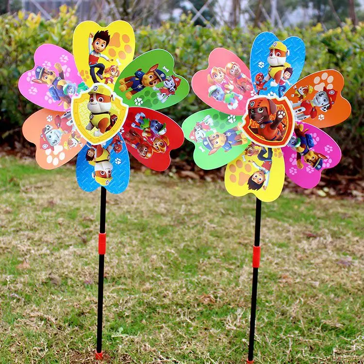 

Hot Selling Hand-Held CHILDREN'S Toy Windmill Outdoor Decoration Stereo Dog dan huang tou Plastic Colorful Windmill