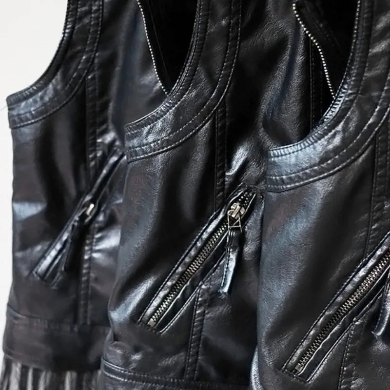 Новинка осени, модная черная куртка из искусственной кожи для женщин Colete Feminino Casacos Chaqueta Mujer Cuero
