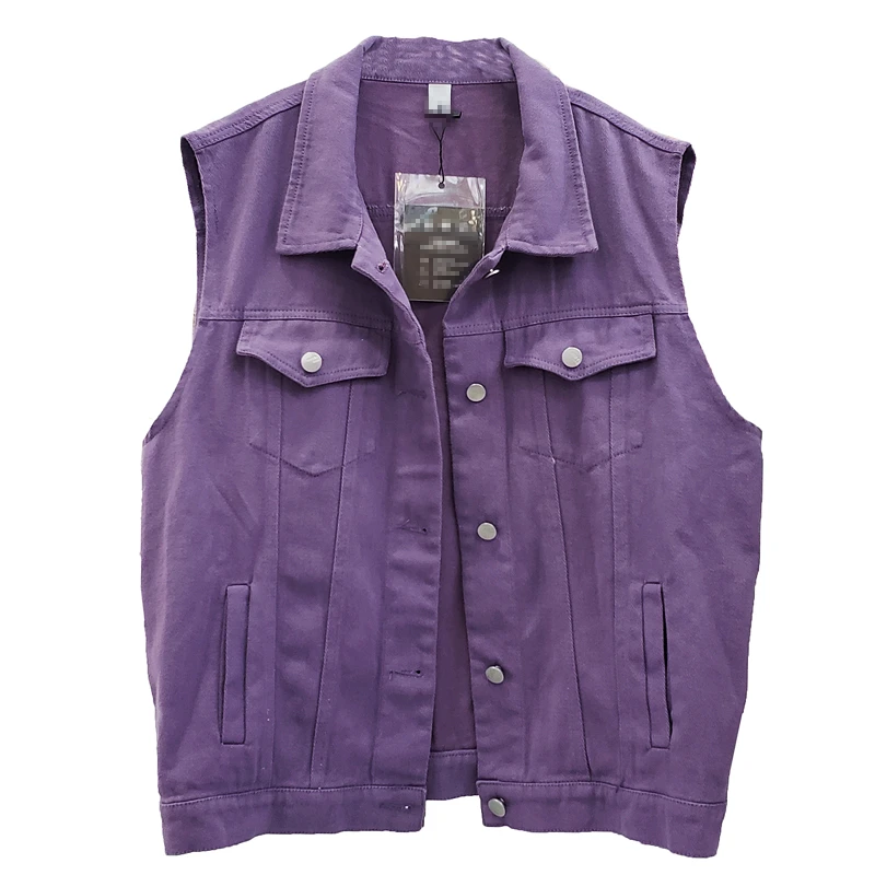 purple denim vest