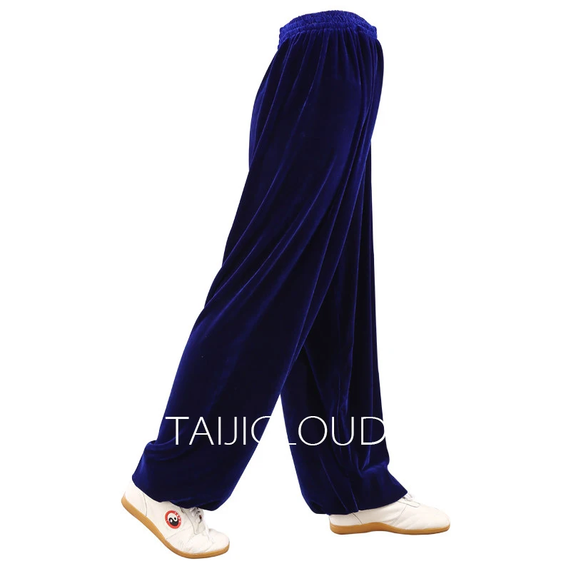 Tai Chi pants autumn and winter gold velvet thickened bloomers Tai Chi clothing men and women martial arts practice clothes