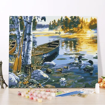 

Duck Lake DIY Painting By Numbers Handpainted Oil Painting Modern Home Wall Art Canvas Painting Art Children Toys Educational