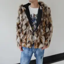 Осенняя кожаная куртка с капюшоном из искусственного меха норки, Мужская зимняя утолщенная теплая меховая кожаная куртка, мужские свободные куртки, модные B215