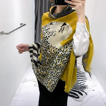 

New scarves women high quality cotton leopard print large size pashmina long shawls hijab scarf