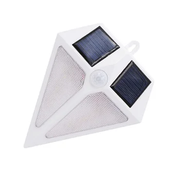 

Triangle Solar Power Wall Lamp 6 LED Body Sensor Waterproof Corridor Lamp for Home (White)