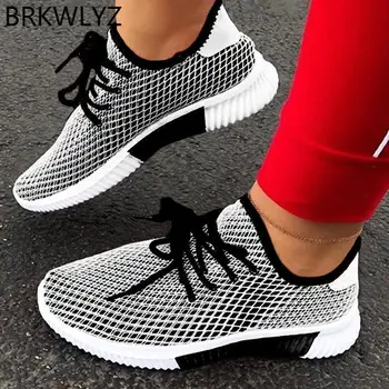 

2020 Fashion Vulcanized Shoes Woman Outdoor Lightweight Casual Shoes Breathable Lace Up Sneakers Shoes Women Zapatillas Mujer