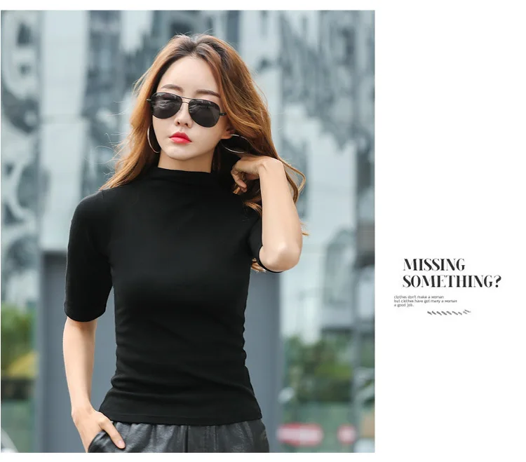 MRMT 2023 Marke Neue frauen T-sh Nahen Ärmeln Körper Abnehmen Frauen T-sh für Frau Semi-Hohen kragen Dünne Tops T280_voghion.com