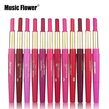 

Music Flower 2 In 1 Lip Lipstick + Lip Liner Makeup Moisturizing Waterproof Lasting Velvet Lip Stick Pencil Matte Lipstick