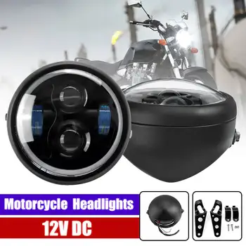 

17cm LED Projection Motorcycle Headlight Lamp With Brackets Ring Headlight Lamp Universal Front Light For auto Head Light